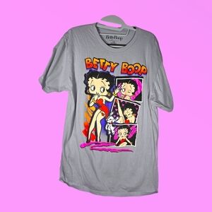 Betty Boop Grey Retro Graphic T-Shirt Size Large